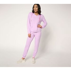 Muk Luks Women's Plus Sz Sleepwear 4X Brushed French Terry Hooded Purple A677901